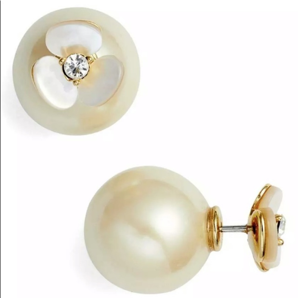 Kate Spade Pansy Reversible Pearl Flower Earring - Picture 1 of 6